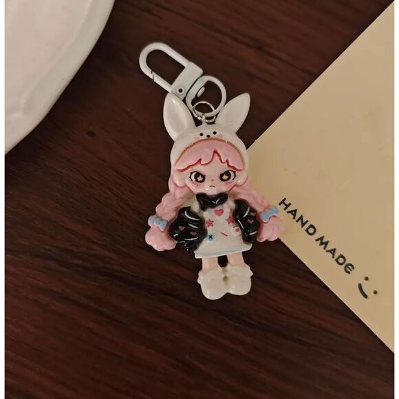 Cute Doll Phone Charm Keychain - Pink - Picture 1 of 2